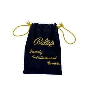 Bally's Family Entertainment Centers Blue Velour Vintage 1980's Coin Bag 4.5"x3"